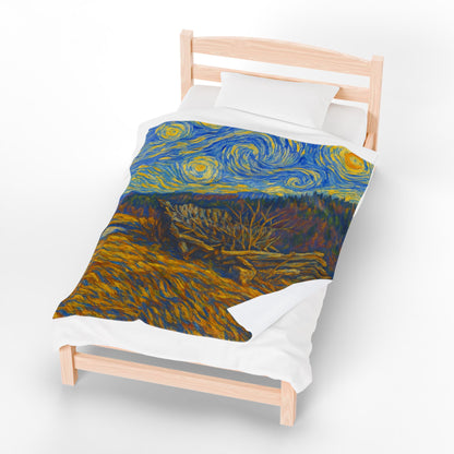 Starry Night Velveteen Plush Blanket, Cozy Throw Blanket for Home Decor, Gift for Art Lovers, Perfect for Christmas or Home Warmth - TRV