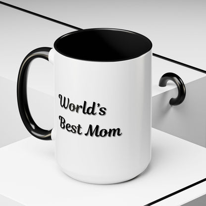 World's Best Mom Accent Coffee Mug - 11oz & 15oz - Perfect Gift for Mother's Day