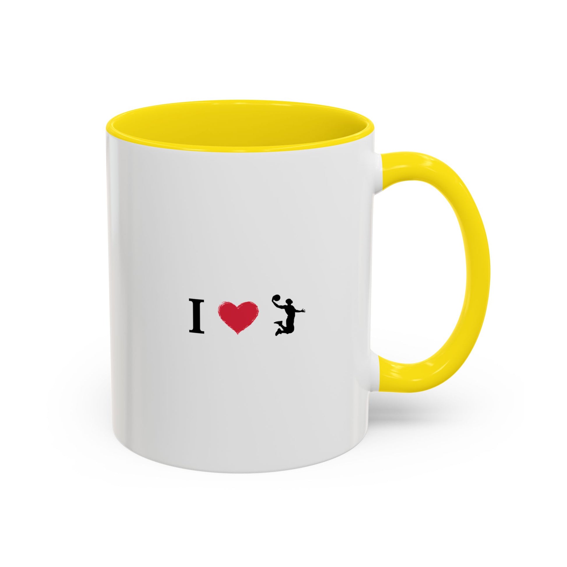 I Love Basketball Coffee Ceramic Mug, Cute Coffee Lover Gift, Personalized Mug for Fun, Black Accent Mug for Birthdays, Holidays, Office - TRV