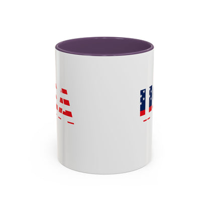 USA Flag Accent Coffee Mug — Patriotic 11/15oz Ceramic Coffee Cup