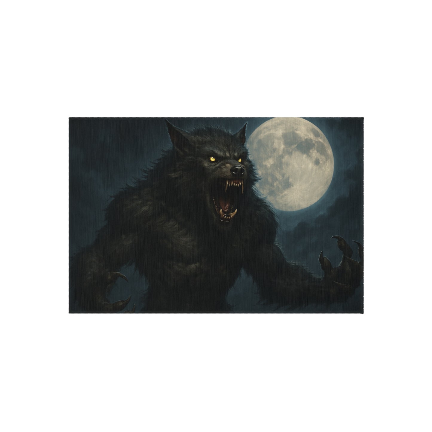 Werewolf Moon Outdoor Rug — Spooky Full Moon Horror Patio Mat