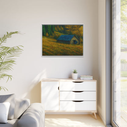 Framed Matte Canvas Print, Rustic Artwork, Farmhouse Decor, Nature Wall Art, Gift for Home, Autumn Decor, Landscape Painting