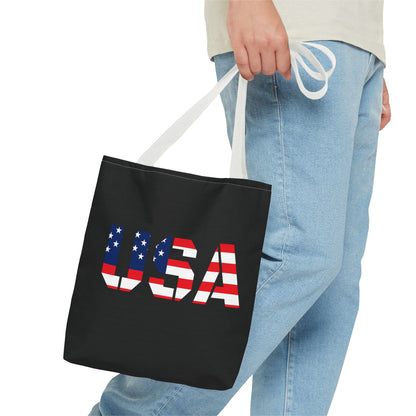Patriotic USA Print Tote Bag, Reusable Shopping Bag, 4th of July Gift, Summer Carryall, American Flag Style - TRV