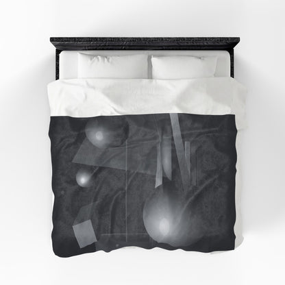 3D Geometric Spheres Velveteen Plush Blanket | Abstract Cube & Sphere Design