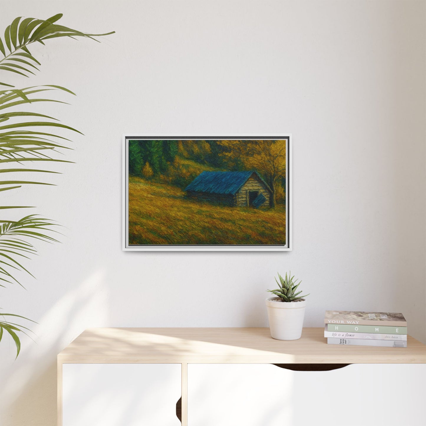 Framed Matte Canvas Print, Rustic Artwork, Farmhouse Decor, Nature Wall Art, Gift for Home, Autumn Decor, Landscape Painting
