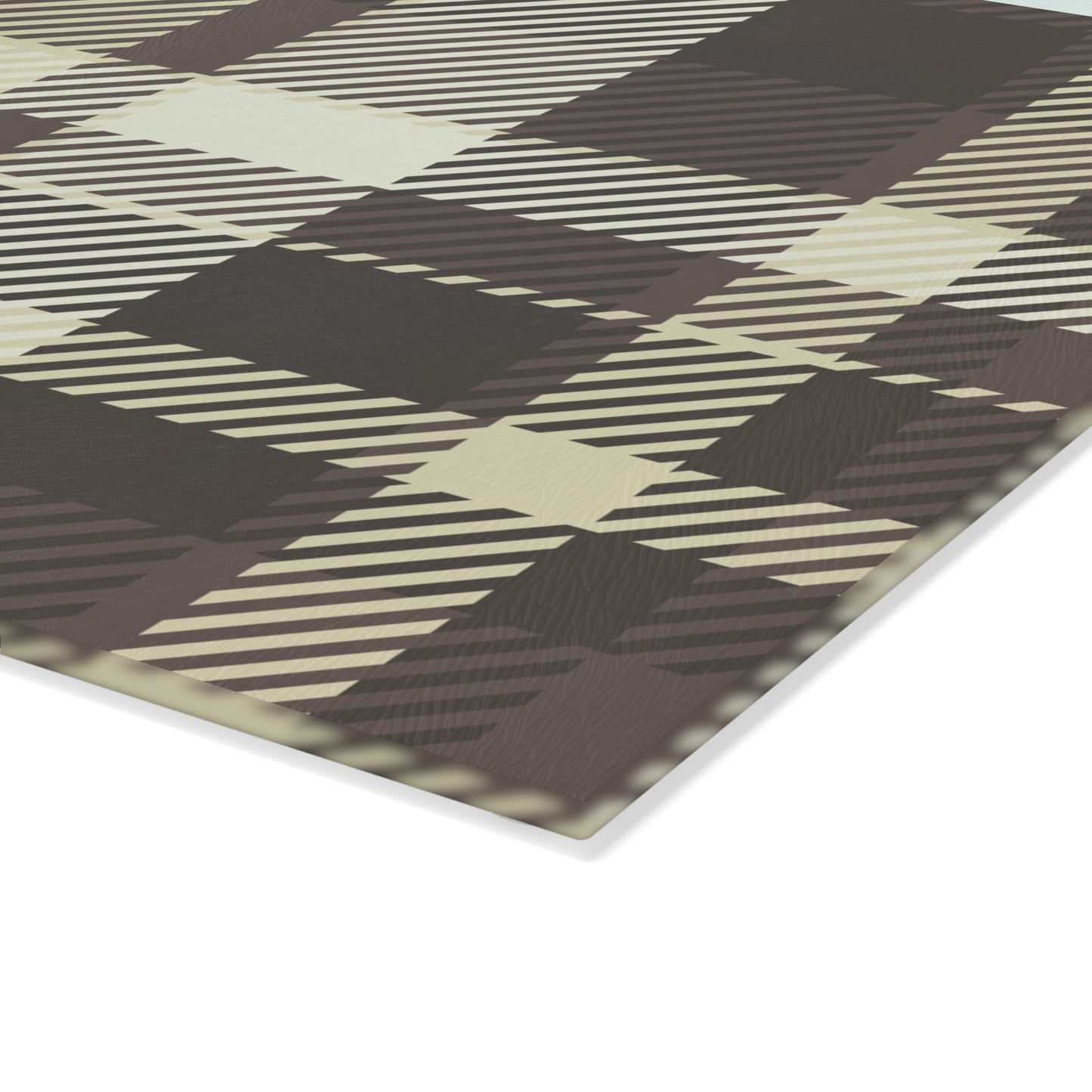 Plaid Glass Cutting Board — Neutral Buffalo Check Kitchen Board