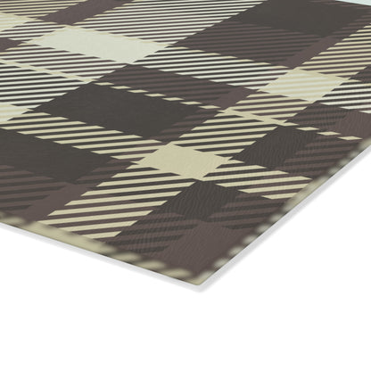 Plaid Glass Cutting Board — Neutral Buffalo Check Kitchen Board