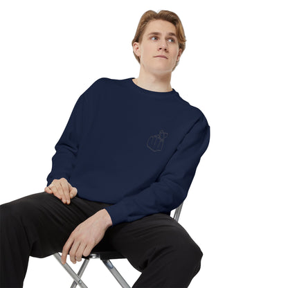 Minimalist Peace Hand Sweatshirt — Small Chest Line Art Crewneck