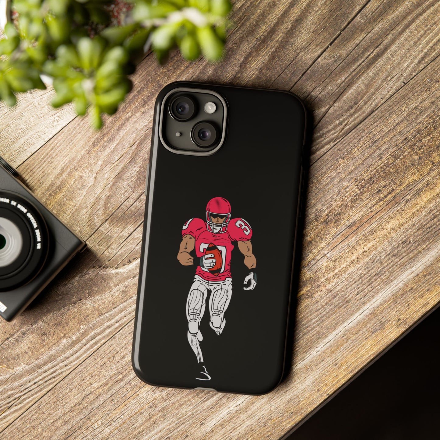 Football Player Tough Phone Case – Protective Black Sports iPhone Case