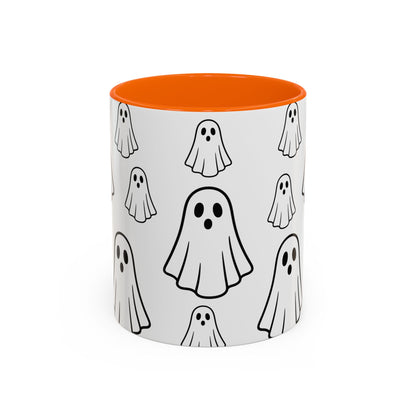 Cute Ghost Accent Coffee Mug, Halloween Mug, Spooky Drinkware, Gift for Ghost Lovers, Seasonal Decor, Unique Coffee Cup - TRV