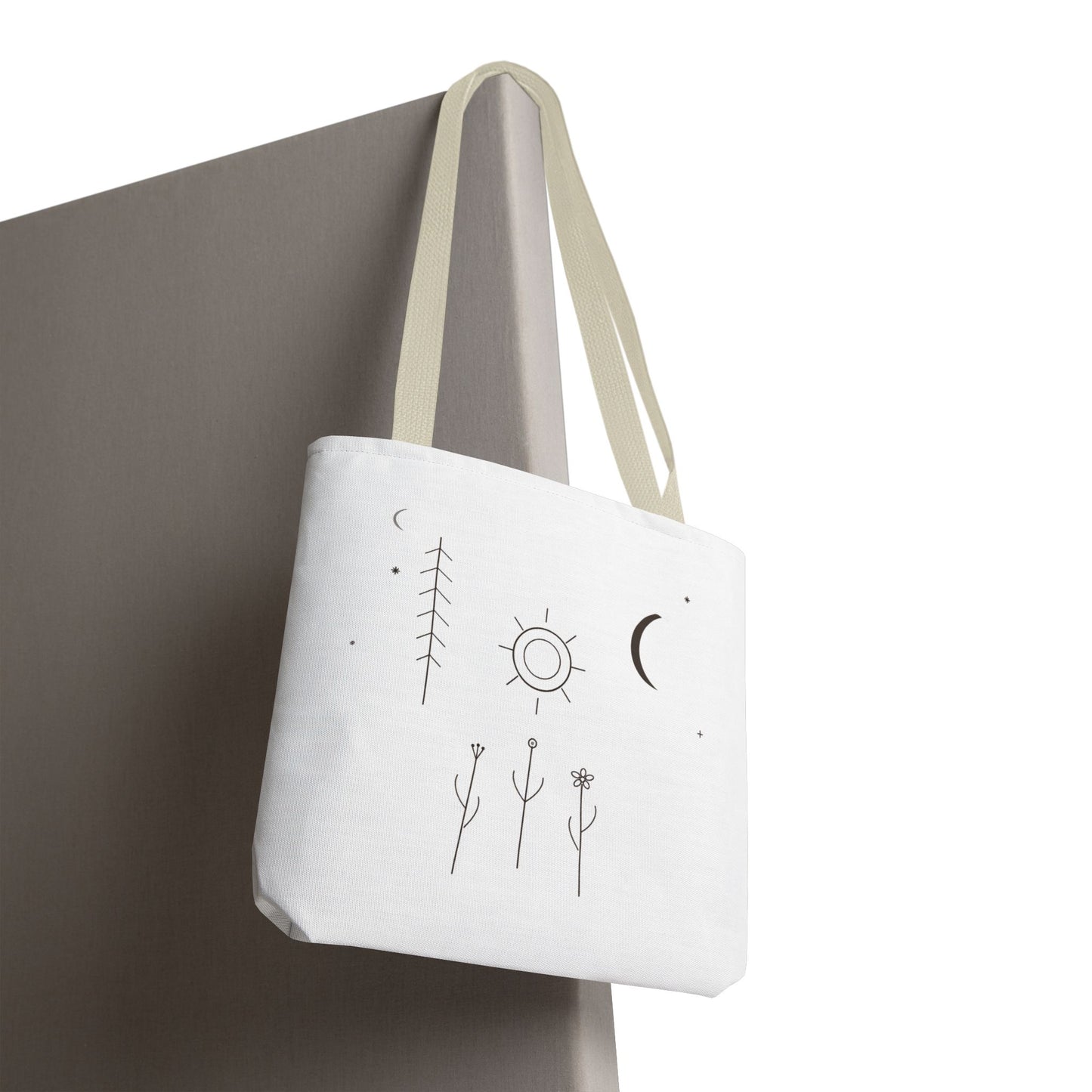 Minimal Moon and Sun Botanical Tote | Celestial Line Art Bag