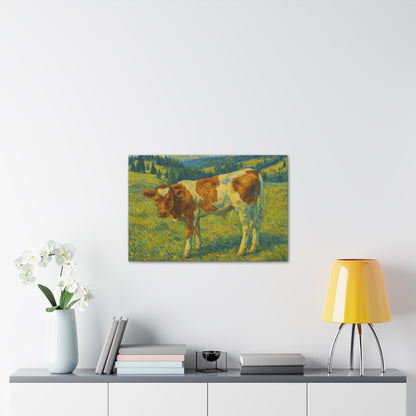 Artistic Cow Canvas Wall Art - Farmhouse Decor, Calf Painting