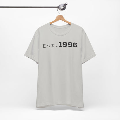 Unisex Jersey Tee - 'Est. 1996' Graphic Shirt, Birthday Gift, Casual Wear, Vintage Style, Retro Fashion, Gift for Him/Her - TRV