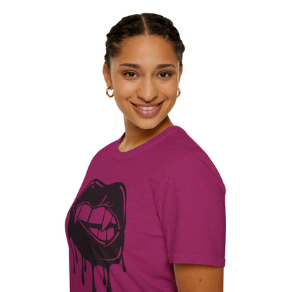 Edgy Graphic Unisex T-Shirt - Dripping Mouth Design, Cool Tee, Trendy Shirt, Hipster Top, Streetwear, Alternative Fashion, Holiday Gift