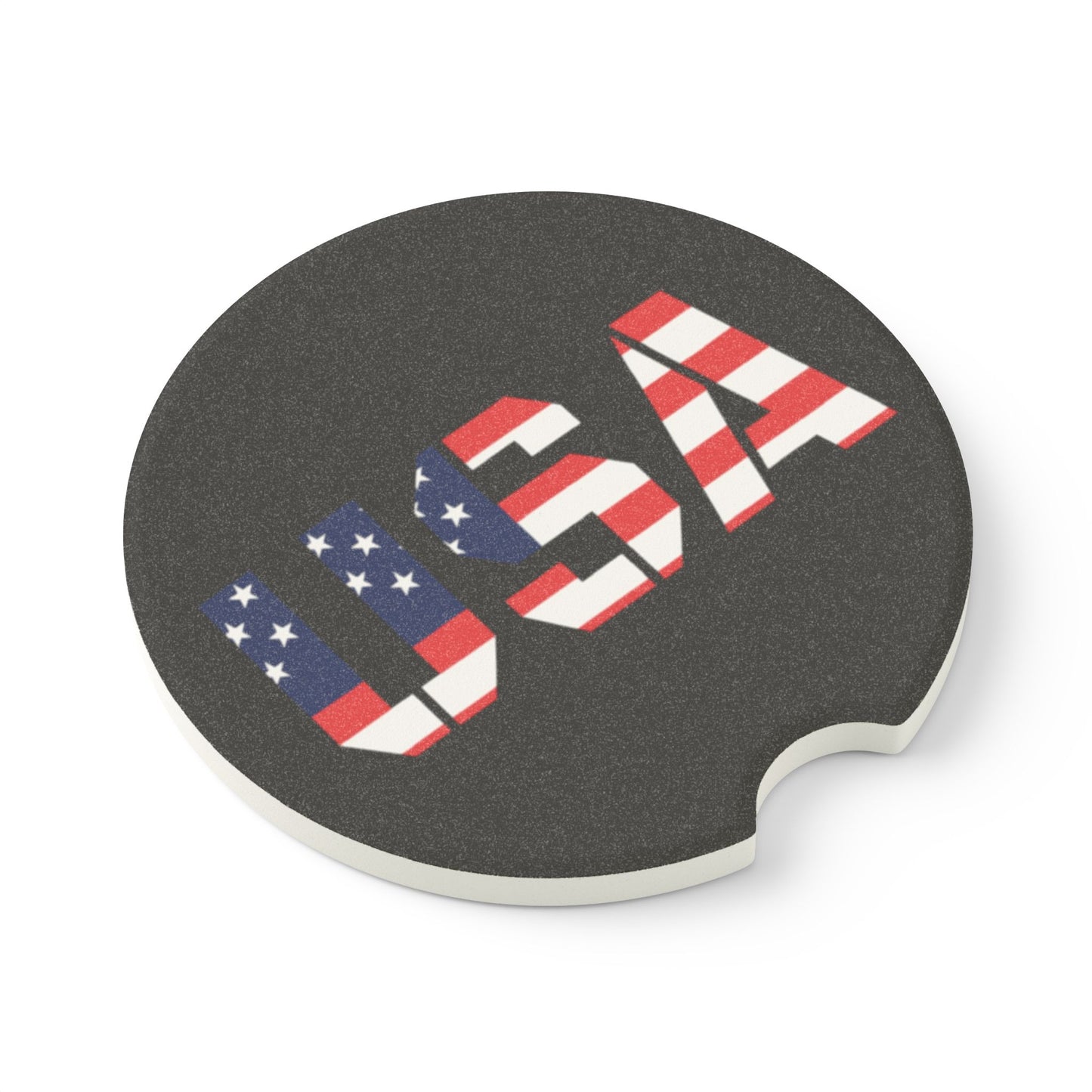 USA Flag Soapstone Car Coaster – Patriotic Drink Holder for Cars