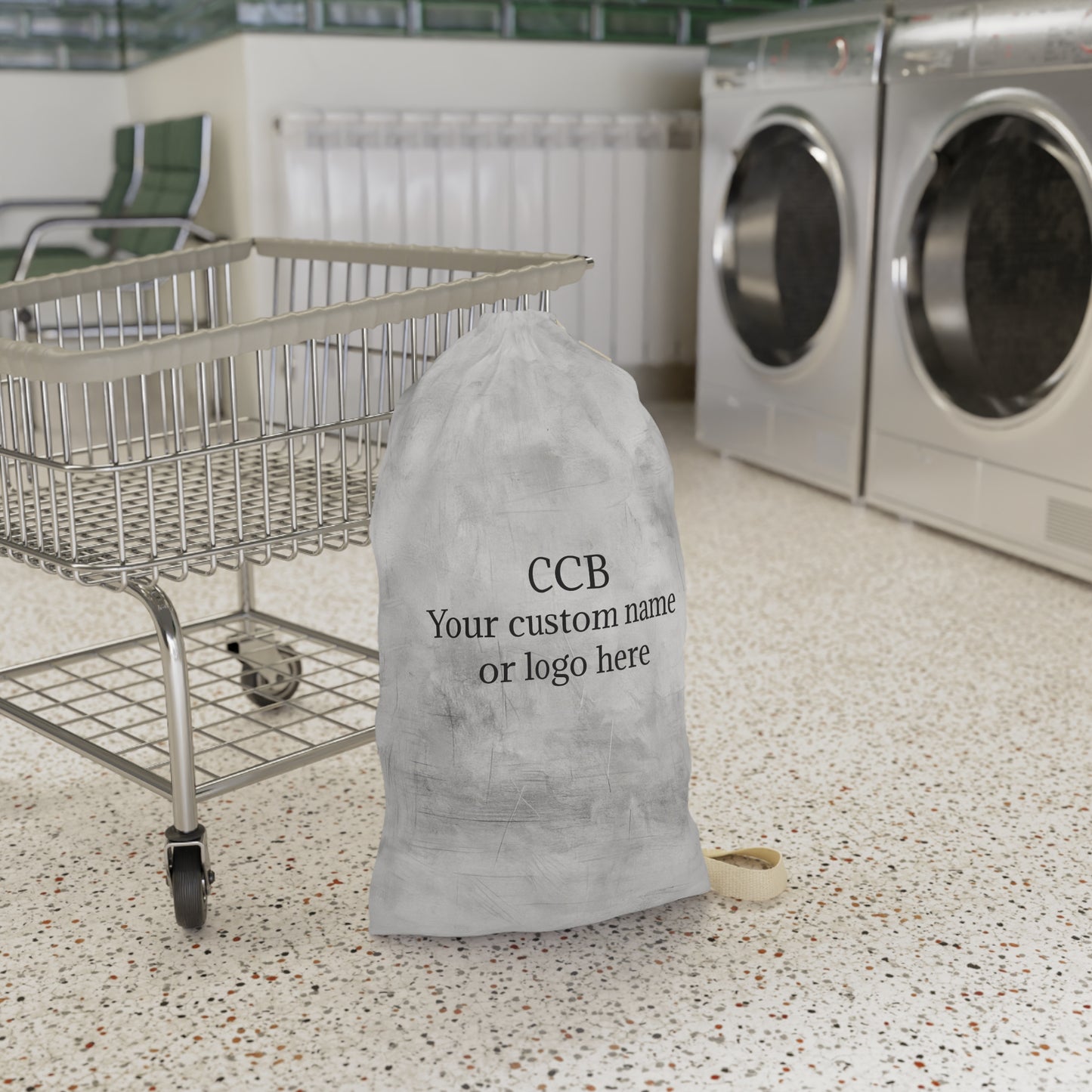 Monogram Initials Laundry Bag | Personalized Name, Canvas Drawstring - TRV