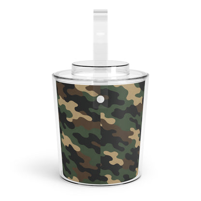 Camouflage Ice Bucket with Tongs, Party Essential, Outdoor Gatherings, BBQ Accessory, Gift for Wine Lovers, Home Bar Decor - TRV