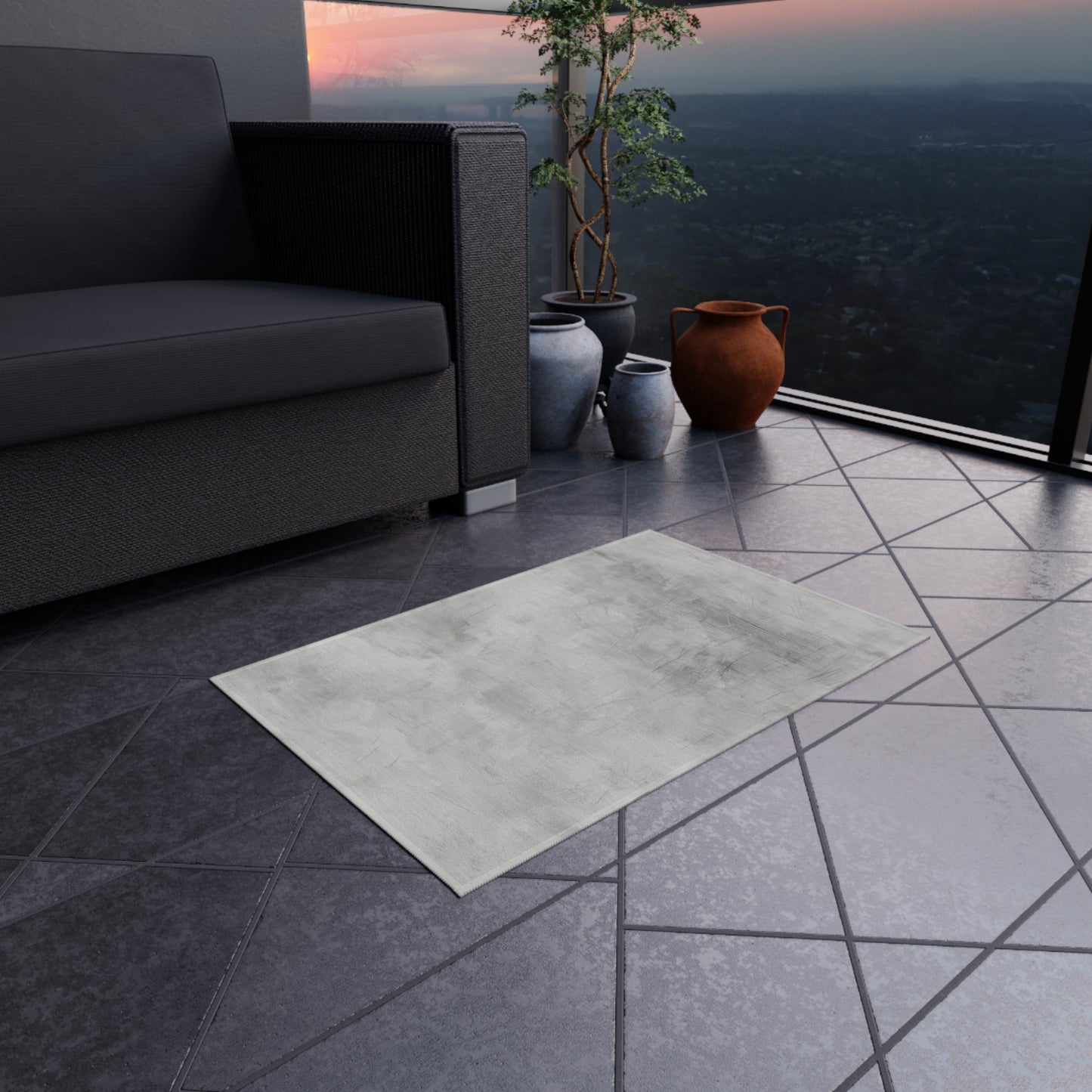 Stylish Outdoor Rug for Patios, Decks, and Gardens | Modern Gray Area Rug, Indoor-Outdoor Flooring, Home Decor - TRV