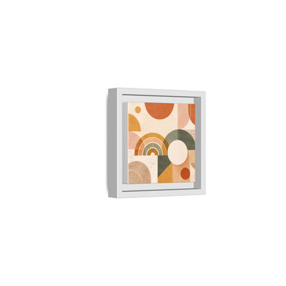 Abstract Terracotta Geometric Rainbow Matte Canvas Framed