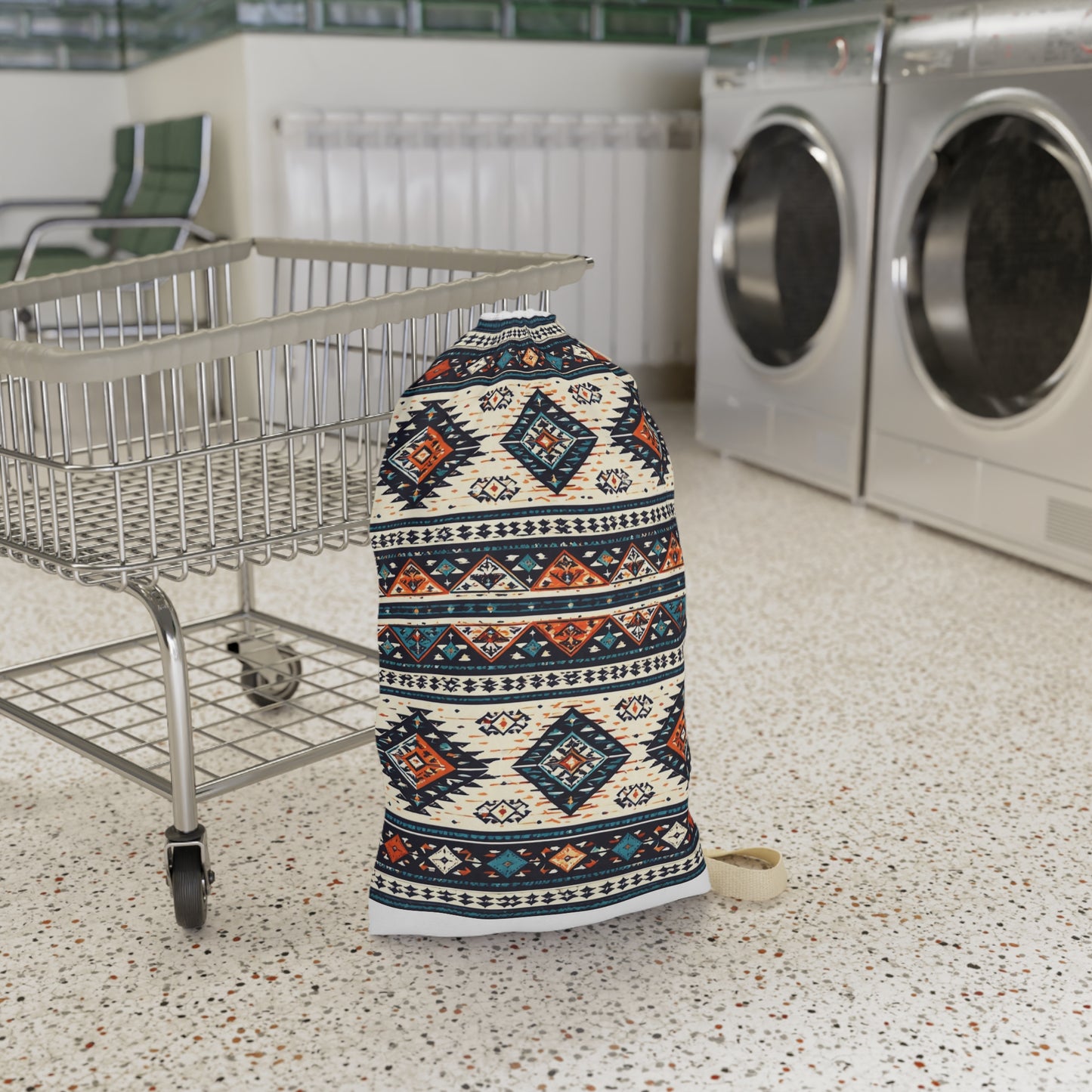 Boho Tribal Print Laundry Bag — Cotton Drawstring Laundry Tote