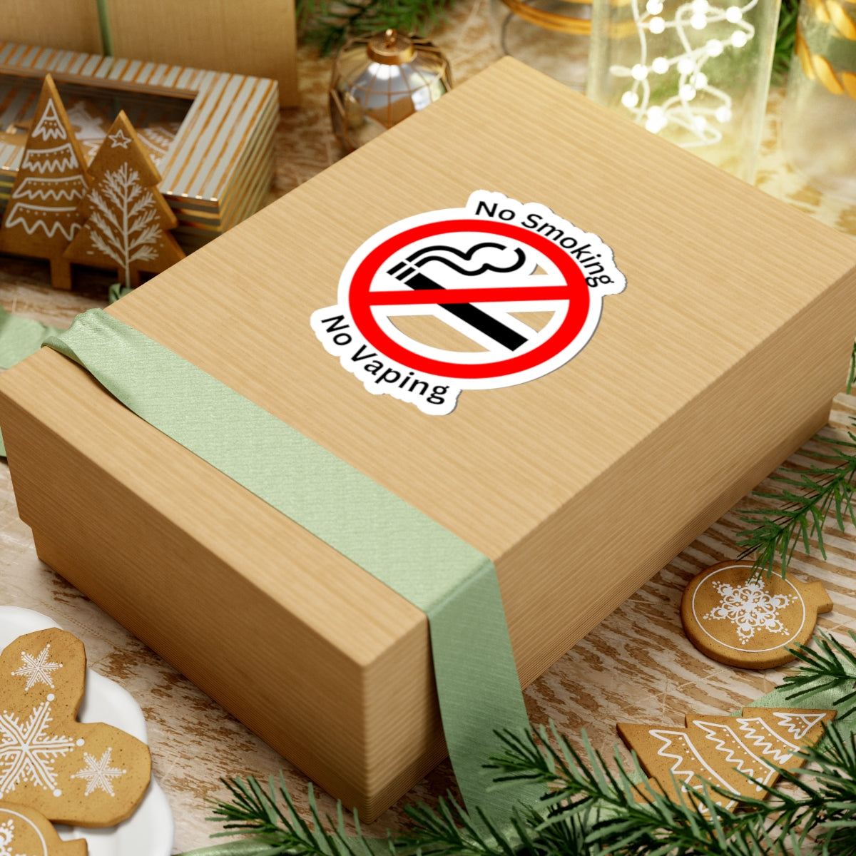 No Smoking No Vaping Sticker — Kiss-Cut No Smoking / Vaping Decal for Laptops, Water Bottles & Public Spaces