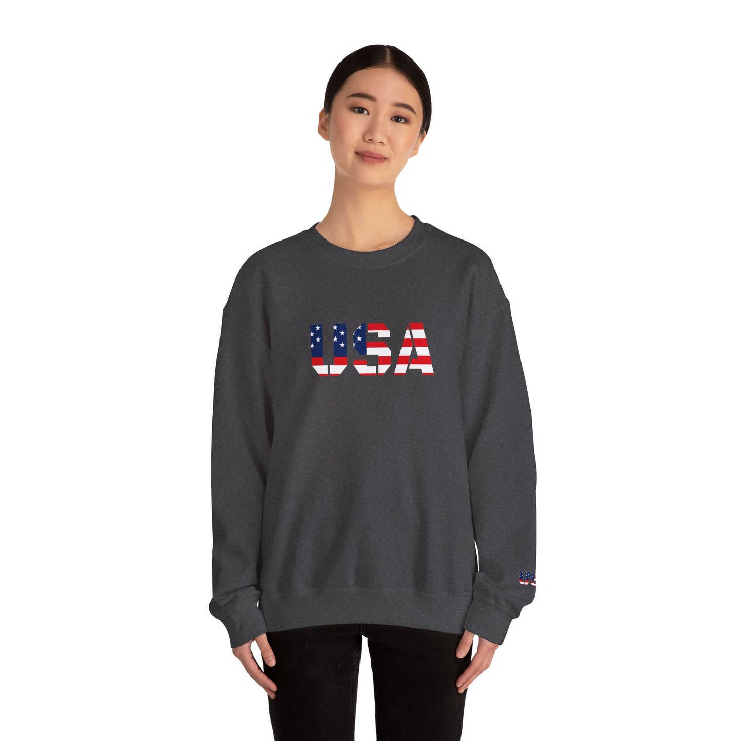 USA Flag Unisex Crewneck Sweatshirt, Cozy Apparel, Casual Wear, Independence Day Gift, Americana Style
