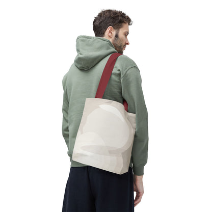Neutral Abstract Circle Pattern Tote Bag | Minimal Beige AOP Canvas