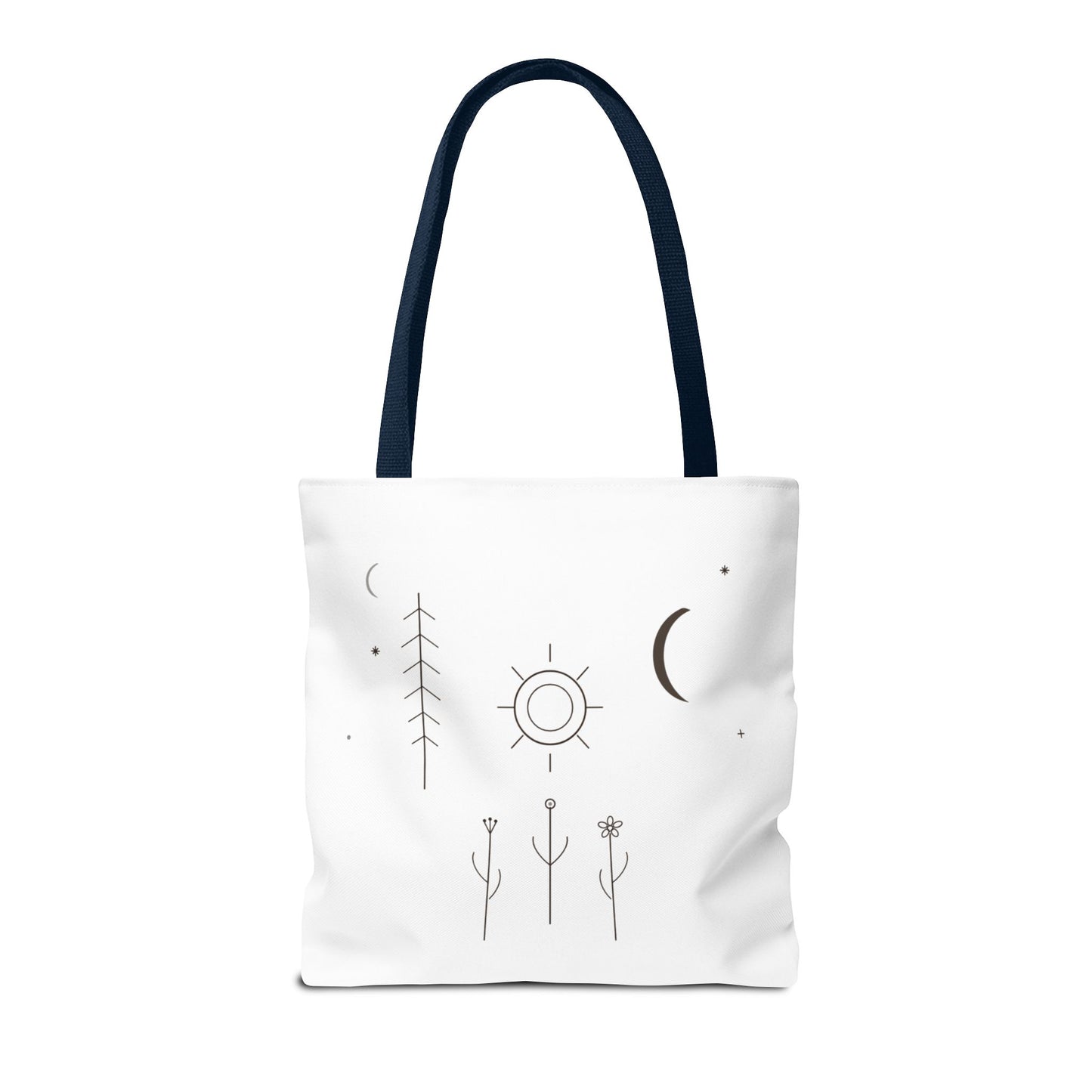 Minimal Moon and Sun Botanical Tote | Celestial Line Art Bag