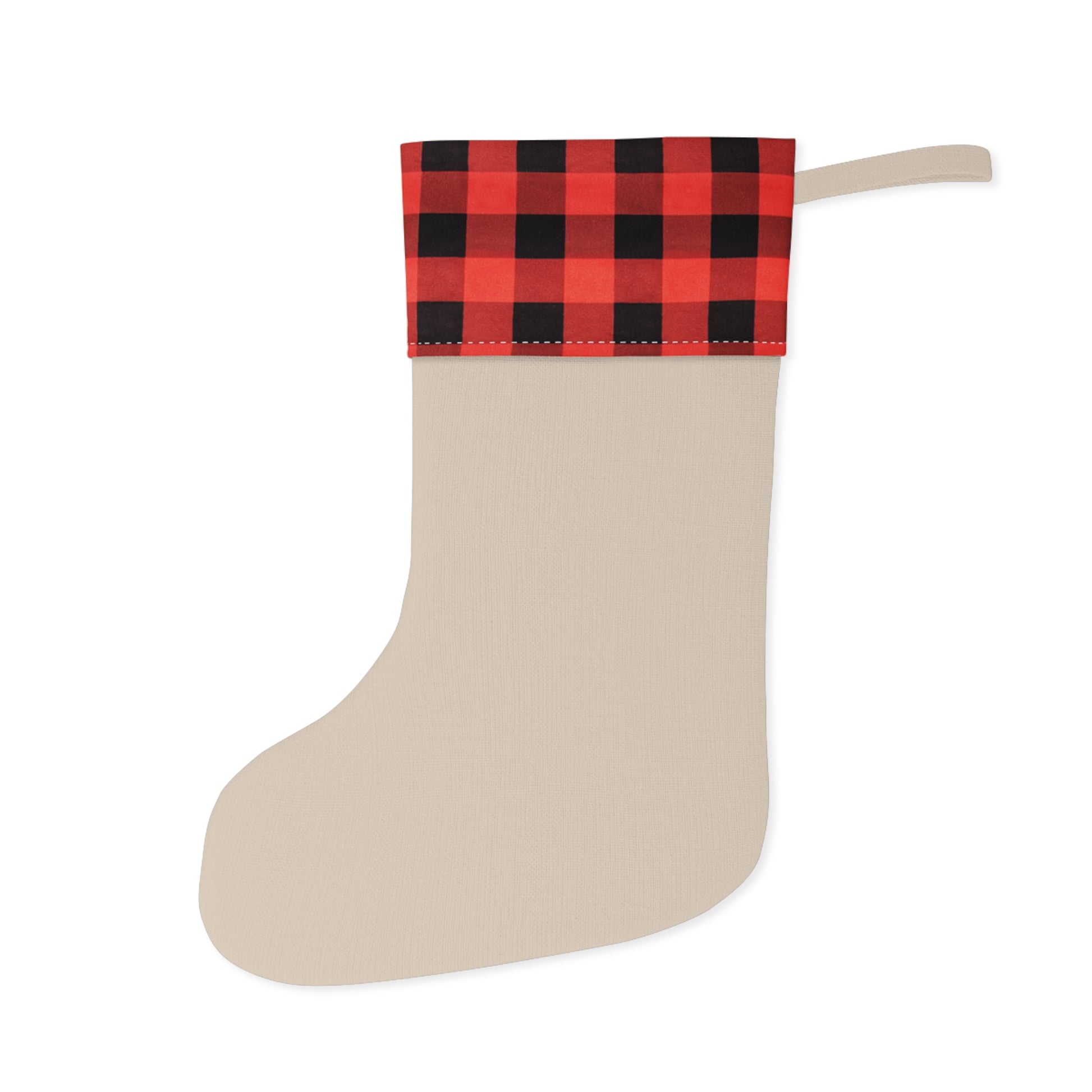 Merry Christmas Ornament & Snowflakes Christmas Stocking | Buffalo Plaid Cuff - TRV