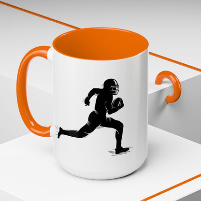 Football Player Themed Accent Coffee Mug, Sports Fan Gift, Unique Mug for Athletes, Coffee Lover, Game Day Essential - TRV