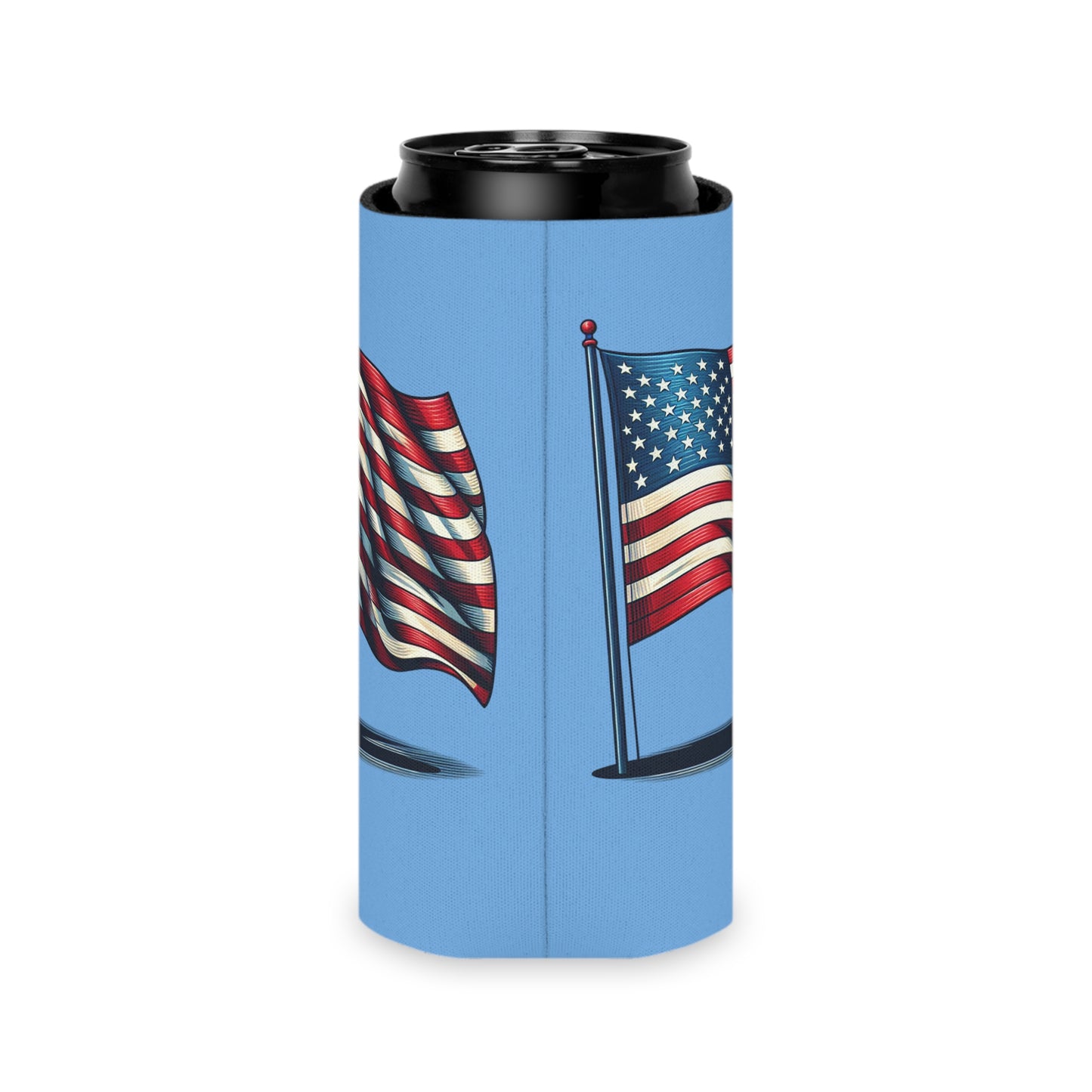 Patriotic Can Cooler, American Flag Drink Sleeve, Summer BBQ Beverage Holder, Fourth of July Party Favor, Cooler for Beer & Soda