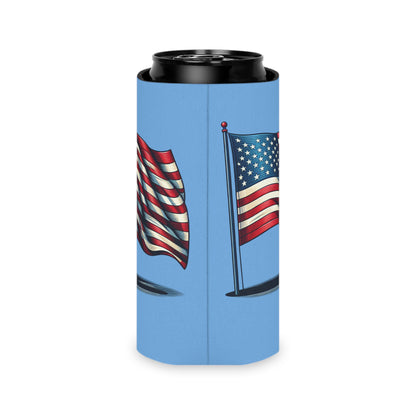 Patriotic Can Cooler, American Flag Drink Sleeve, Summer BBQ Beverage Holder, Fourth of July Party Favor, Cooler for Beer & Soda
