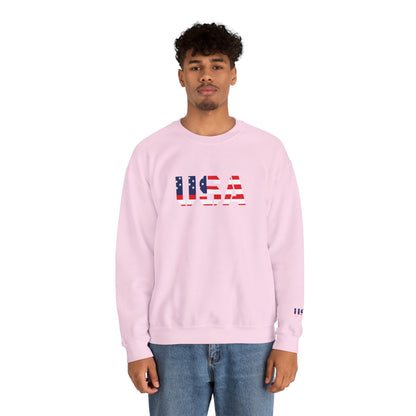 USA Flag Unisex Crewneck Sweatshirt, Cozy Apparel, Casual Wear, Independence Day Gift, Americana Style