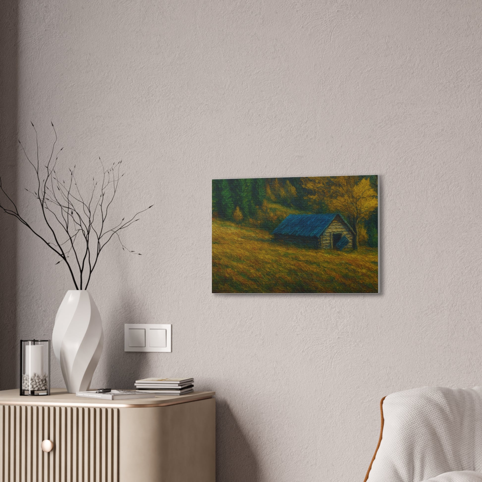 Rustic Canvas Wall Art, Nature Landscape Painting, Autumn Decor, Farmhouse Wall Art, Cozy Home Decoration - TRV