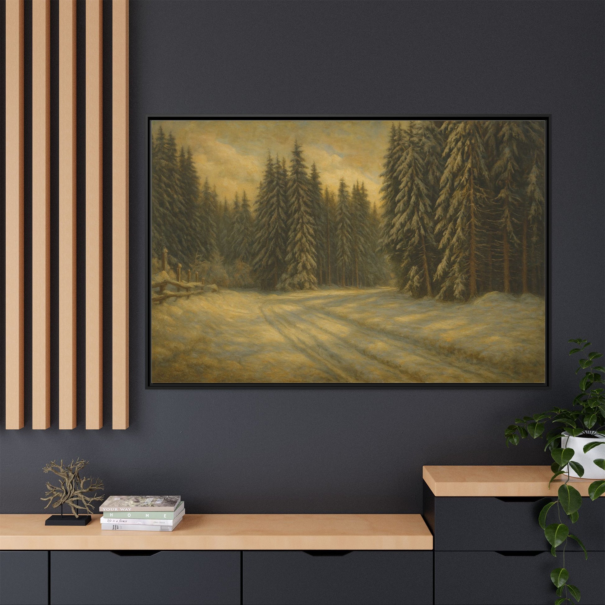 Framed Matte Canvas Wall Art - Serene Forest Landscape, Living Room Decor, Nature Print, Home Aesthetic, Gift for Nature Lovers, Wall [...] - TRV