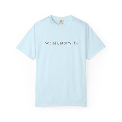 Social Battery 1% T-shirt | Introvert Funny Text Tee