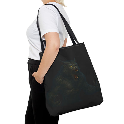 Fierce Werewolf Tote Bag, Halloween Accessories, Dark Art Tote, Animal Lover Gift, Geeky Shopping Bag - TRV