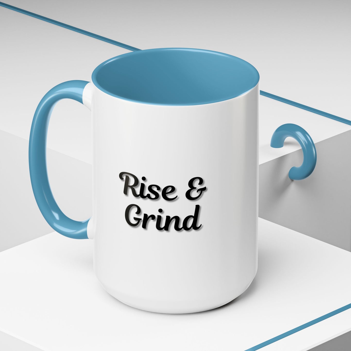 Motivational Rise & Grind Coffee Mug, Black Accent Mug, Daily Inspiration, Gift for Coffee Lovers, 11oz 15oz Ceramic Cup