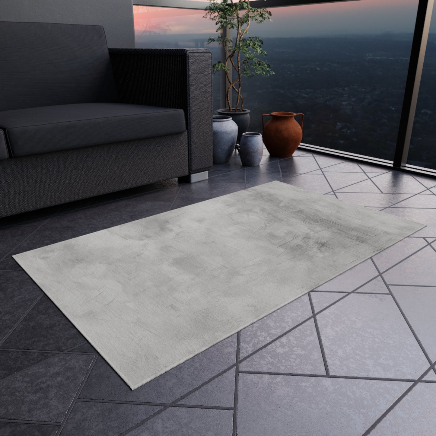 Stylish Outdoor Rug for Patios, Decks, and Gardens | Modern Gray Area Rug, Indoor-Outdoor Flooring, Home Decor - TRV