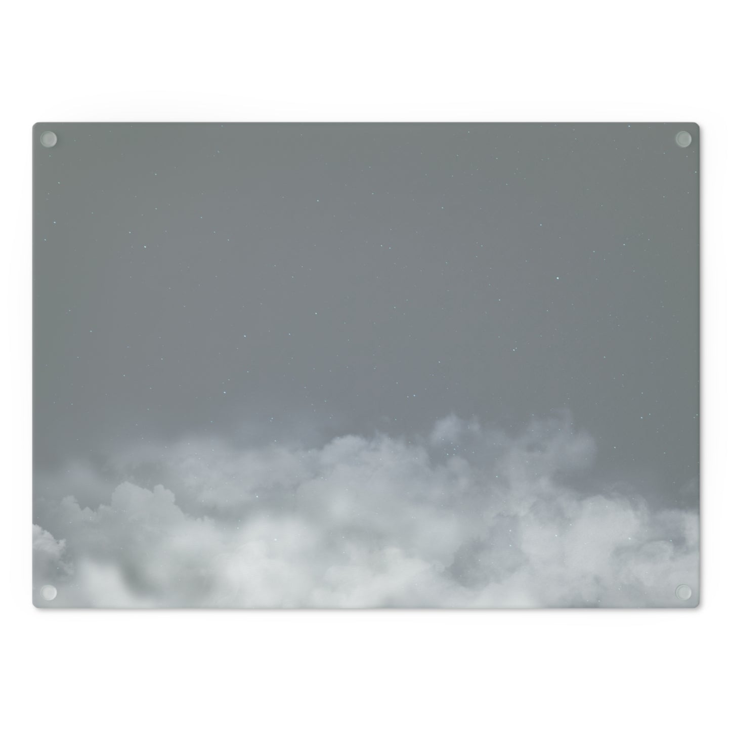 Cloudscape Glass Cutting Board — Moody Mist Kitchen Decor