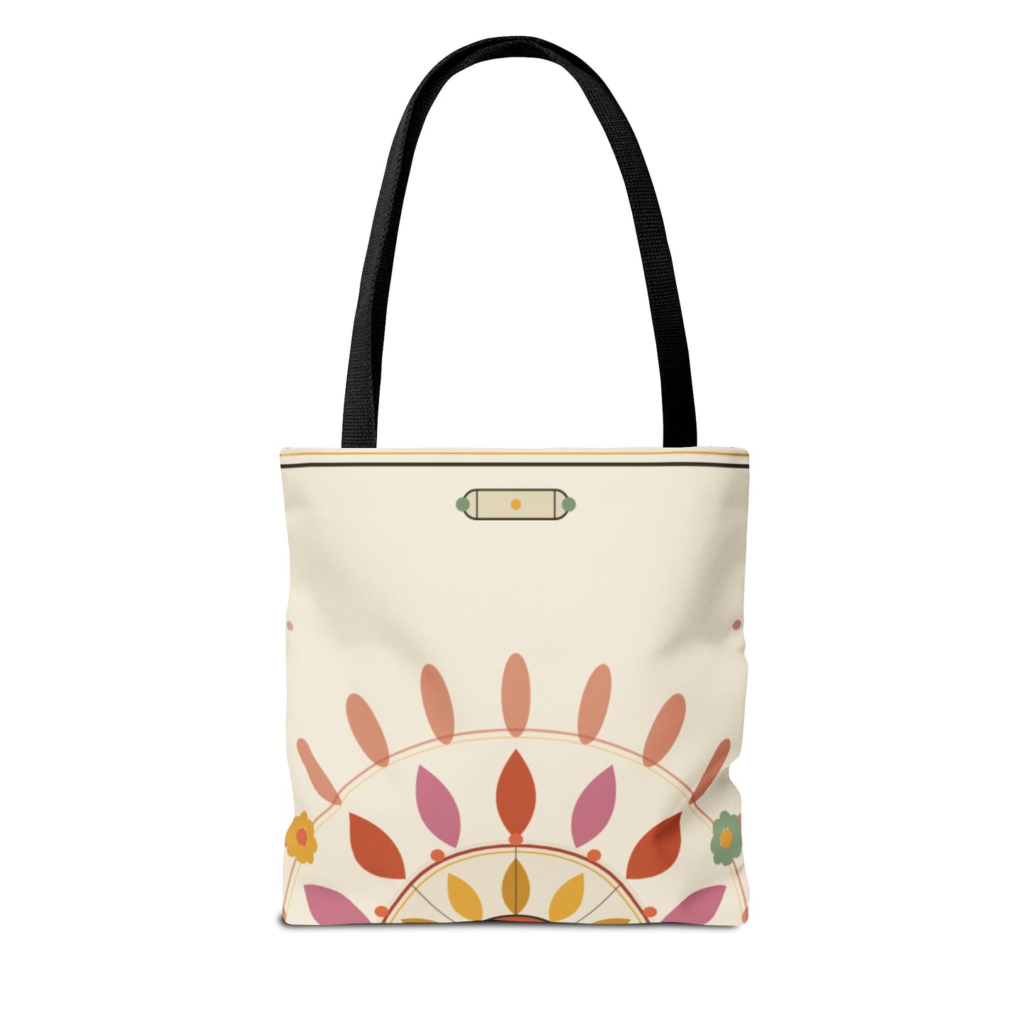 Boho Floral Mandala Tote Bag | Pastel Sunburst Pattern