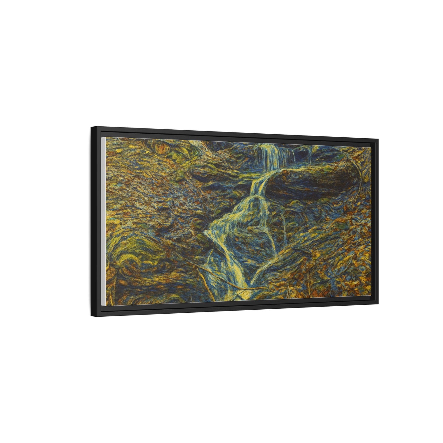 Van Gogh Style Framed Matte Canvas Art Print - Nature-Inspired Wall Decor, Abstract Waterfall Artwork, Home Office Decoration - TRV