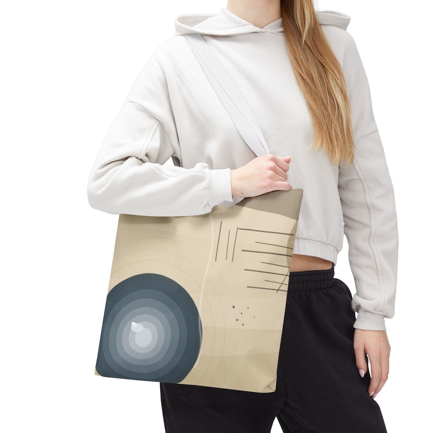 Abstract Neutral Waves Tote Bag | Geometric Circle Pattern