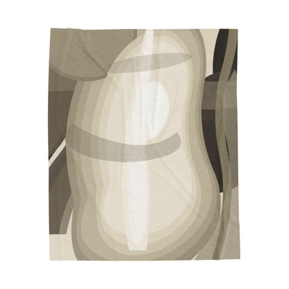 Abstract neutral shapes velveteen plush blanket with modern minimalist all-over print, soft and cozy for stylish home decor.