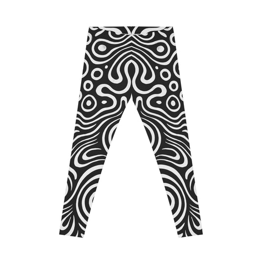 Chic Black and White Patterned Leggings for Everyday Wear, Yoga, Fitness, Casual Outfits, Stylish Activewear - TRV