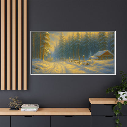 Wall Art Print, Winter Cabin Decor, Nature Scene, Holiday Gift, Cabin Vibes, Christmas Decoration, Matte Canvas, Framed - TRV