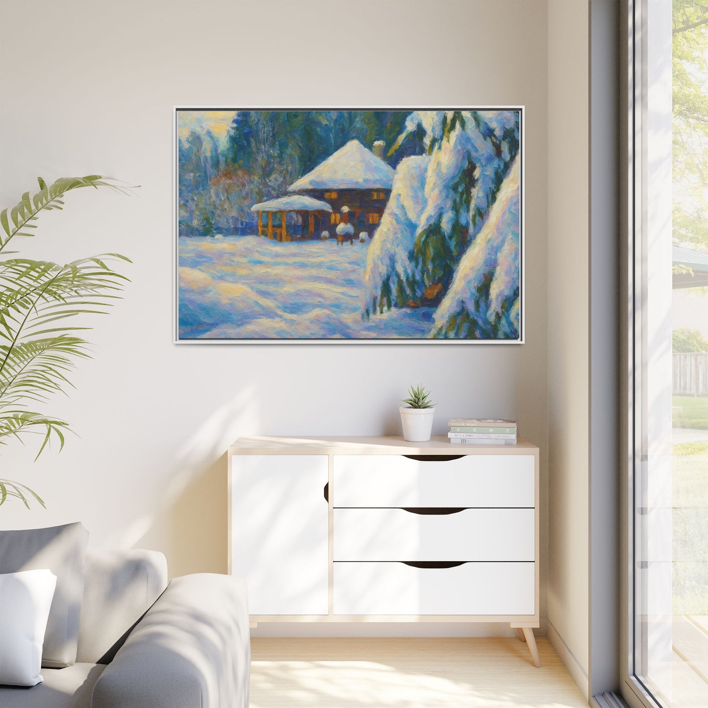 Canvas Art, Winter Scene Home Decor, Seasonal Gift for Art Lovers, Holidays Wall Art, Framed Painting, Matte Print - TRV