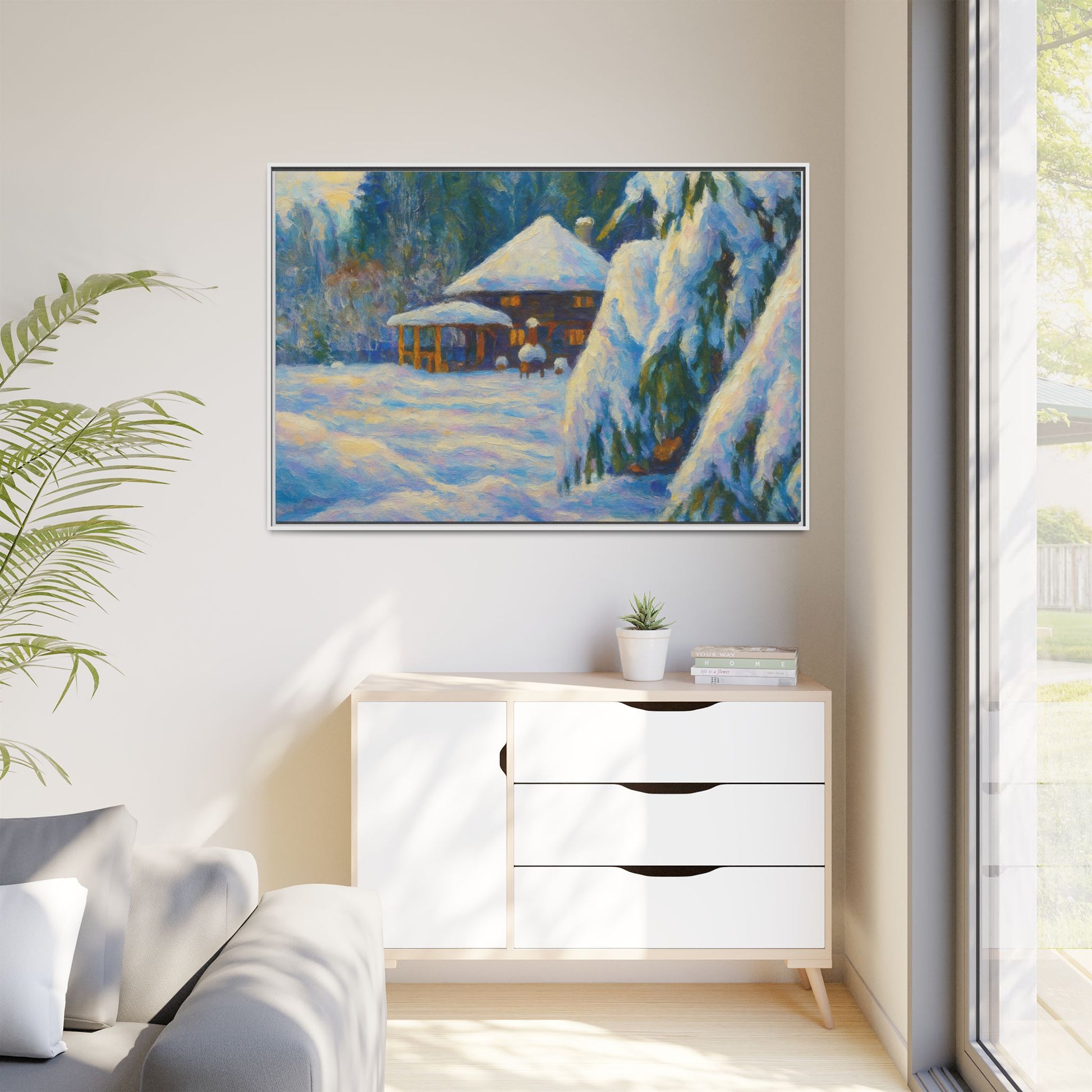 Canvas Art, Winter Scene Home Decor, Seasonal Gift for Art Lovers, Holidays Wall Art, Framed Painting, Matte Print - TRV