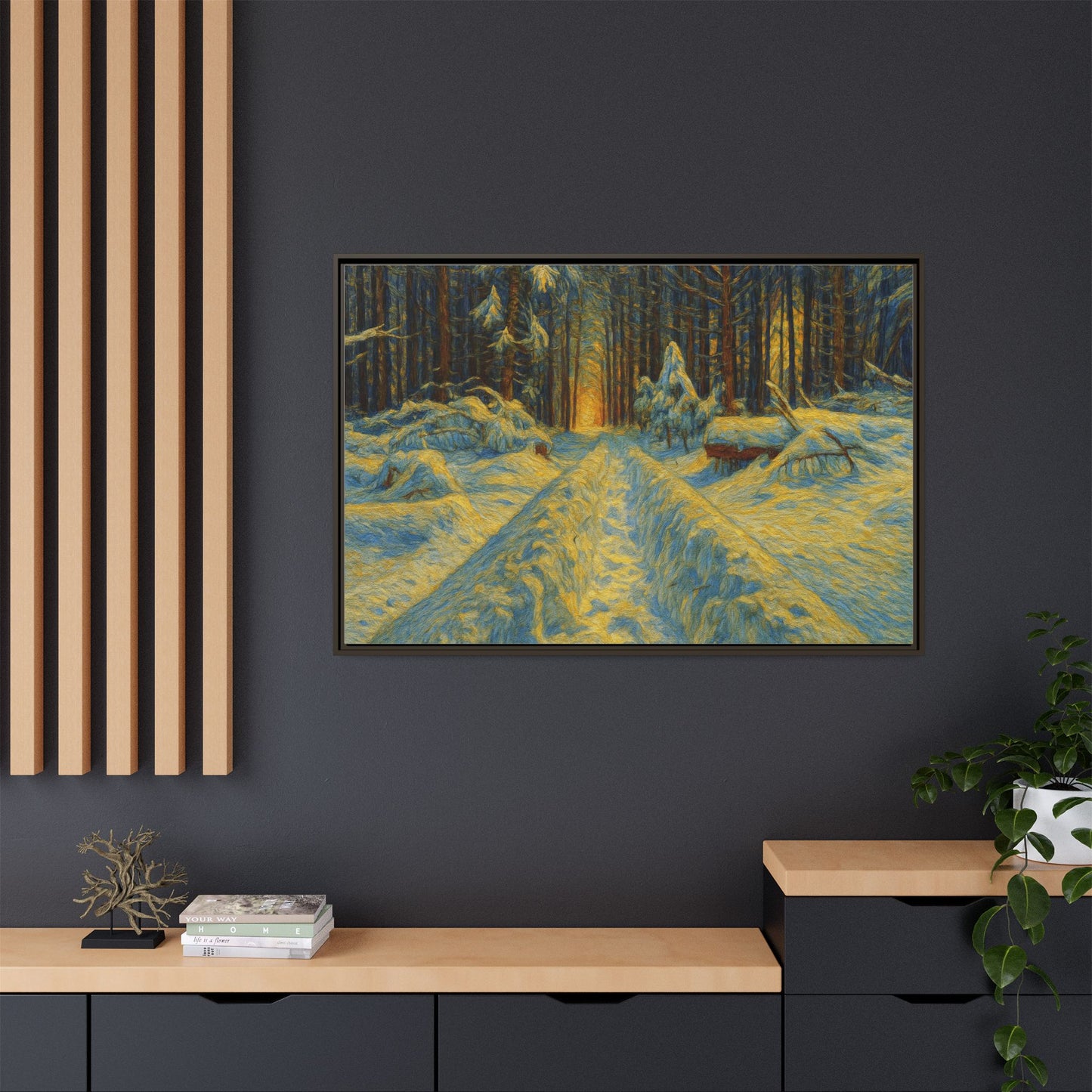 Canvas Art, Winter Landscape Wall Decor, Nature Lovers Gift, Seasonal Decor, Holiday Wall Art, Cozy Home Decoration, Framed Matte Canvas - TRV