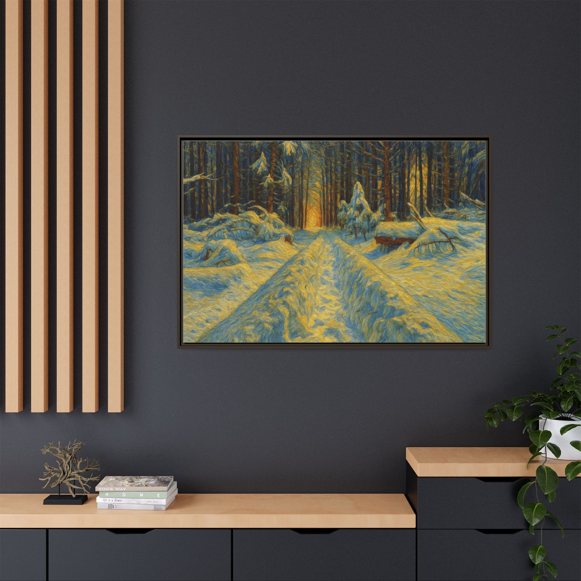 Canvas Art, Winter Landscape Wall Decor, Nature Lovers Gift, Seasonal Decor, Holiday Wall Art, Cozy Home Decoration, Framed Matte Canvas - TRV